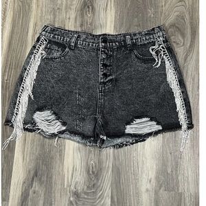 NWT Savanna Jane Black Rhinestone Fringe Shorts size 2x